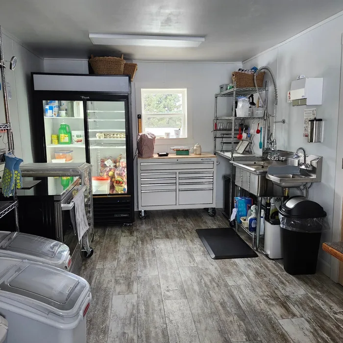 The certified commercial kitchen inside the farmhouse